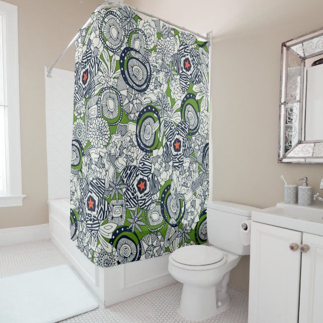Rideaux De Douche étoile verte (En situation)