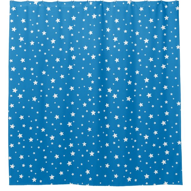 Rideaux De Douche Etoiles bleues et blanches Ciel céleste (Devant)