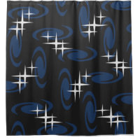 Étoiles de l'âge atomique Motif noir bleu marine