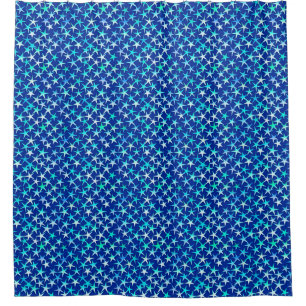 Rideaux De Douche Étoiles de satin, bleu-clair sur le cobalt