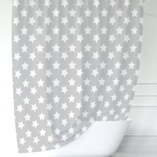 Rideaux De Douche Étoiles grises et blanches