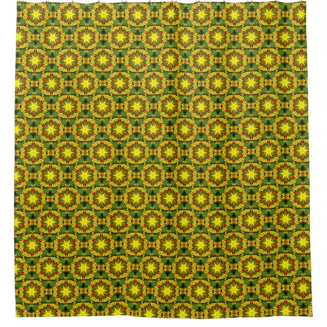 Rideaux De Douche étoiles jaunes motif vert (Devant)