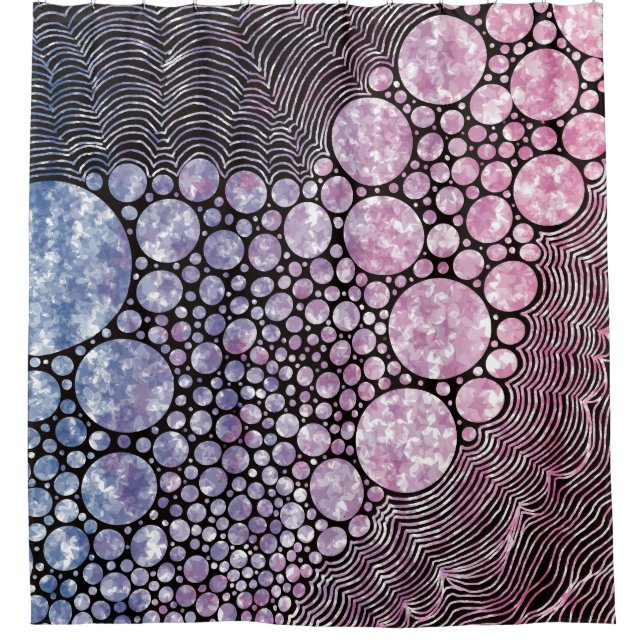 Rideaux De Douche Étoiles orbes et cercles abstrait design canevas p (Devant)