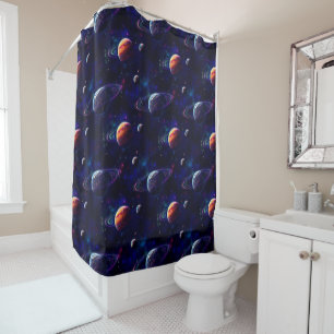 Rideaux De Douche Etoiles, Planètes, Galaxie, Espace Extérieur Thème
