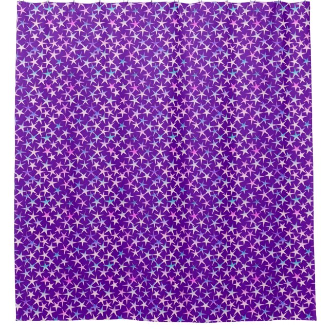 Rideaux De Douche étoiles satinées, lavande sur violet (Devant)