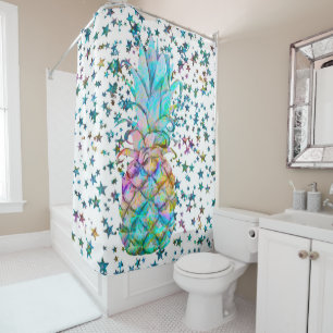 Rideaux De Douche Étoiles Tropicales de Ananas Couleur Éclaboussure