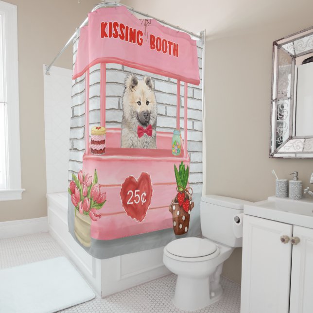 Rideaux De Douche Eurasier Chien Valentine's Day Kissing Booth (En situation)