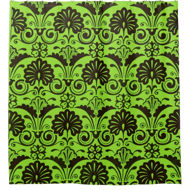 Rideaux De Douche éventails vert olive et impression de frondes (Devant)