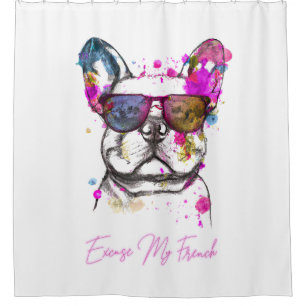 Rideaux De Douche Excusez Mon Français Funny French Bulldog
