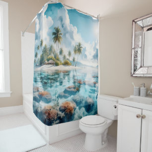 Rideaux De Douche Exotic Maldives Ocean Reef Toutes les nuances bleu