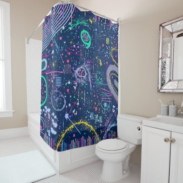 Rideaux De Douche Explorateur audacieux : maximalisme abstrait  (En situation)