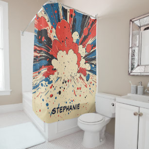 Rideaux De Douche Explosion d'art pop de style comique (4)