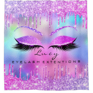 Rideaux De Douche Eyelashes Extension Holographe rose Parties scinti