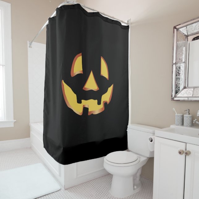 Rideaux De Douche Face citrouille pour Halloween (En situation)