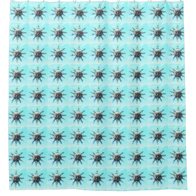 Rideaux De Douche face soleil sur motif bleu clair (Devant)