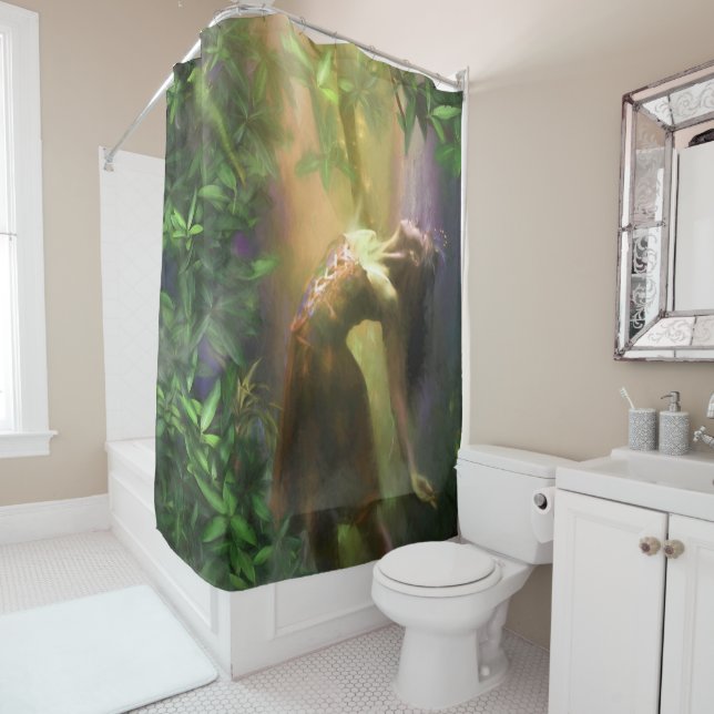 RIDEAUX DE DOUCHE FAIRY DANSE DANS LA LUMIÈRE DE LA LIME (En situation)