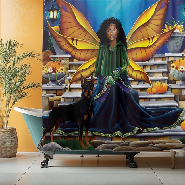 Rideaux De Douche Fairy Guardian Doberman Chien (Créateur téléchargé)