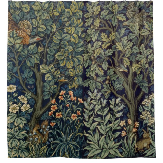 Rideaux De Douche Faisan d'arbre boisé William Morris (Devant)