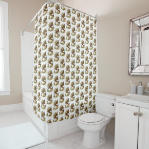 Rideaux De Douche Faisan Vintage sur Branche avec Dessin d'Arbres en