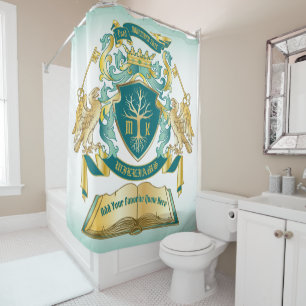 Rideaux De Douche Faites votre propre Emblem Tree Livre clé Couronn