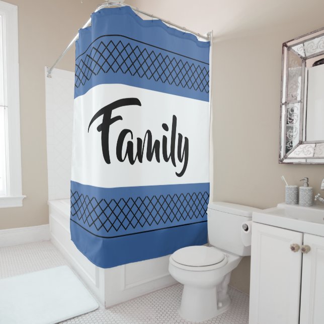 Rideaux De Douche Famille Bleue (En situation)
