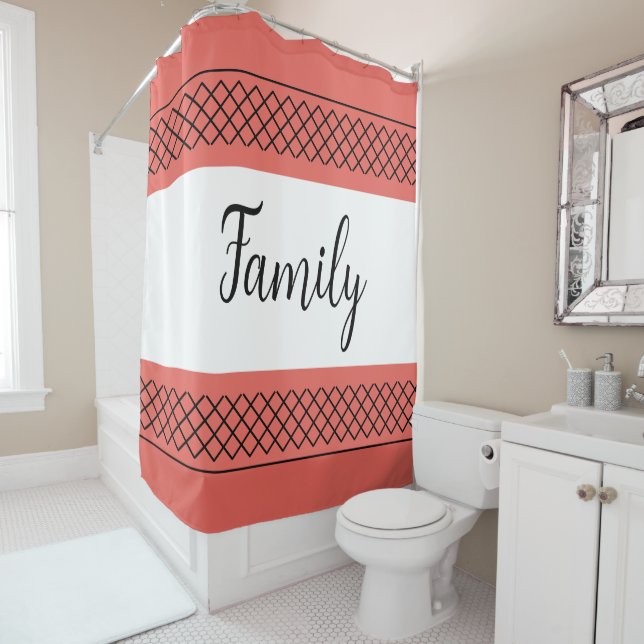 Rideaux De Douche Famille Corail et Blanc (En situation)