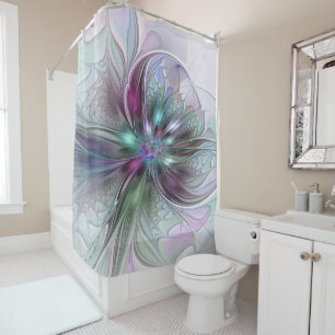Rideaux De Douche Fantaisie Abstraite Moderne Fleur Fractale Colorée