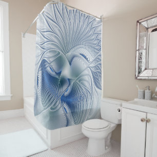 Rideaux De Douche Fantaisie dynamique Abstrait Tons bleus Art fracta
