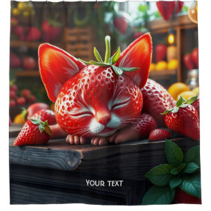 Rideaux De Douche Fantastique Mignon Chat Chéri Fraise