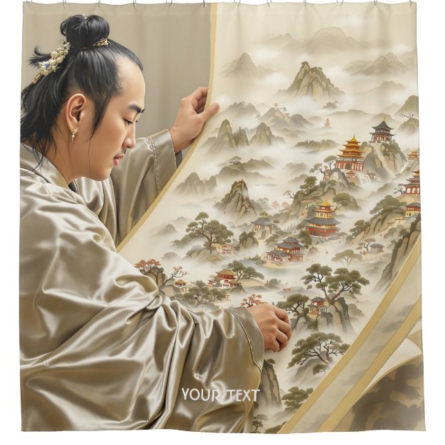 Rideaux De Douche Fantasy Cute Japanese Painter Landscape (Devant)