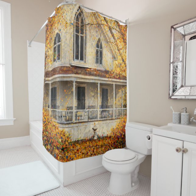 Rideaux De Douche Fantasy Gothic-Revival Carpenter House  (En situation)