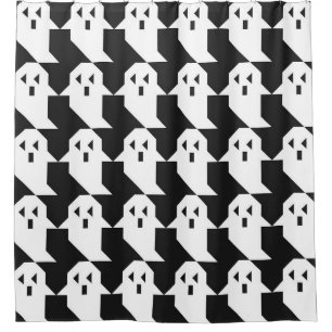 Rideaux De Douche fantômes d'Halloween : motif géométrique transpare