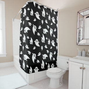 Rideaux De Douche Fantômes Noir Et Blanc Motif Halloween Mignon