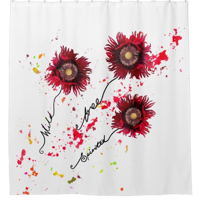 Rideaux De Douche Far Free Spirited poppies and paint splatter (Devant)