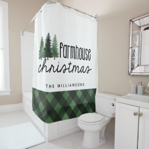 Rideaux De Douche Farmhouse Christmas Pays Nom de famille