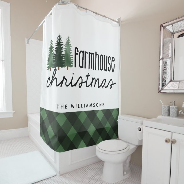 Rideaux De Douche Farmhouse Christmas Pays Nom de famille utilisé (En situation)
