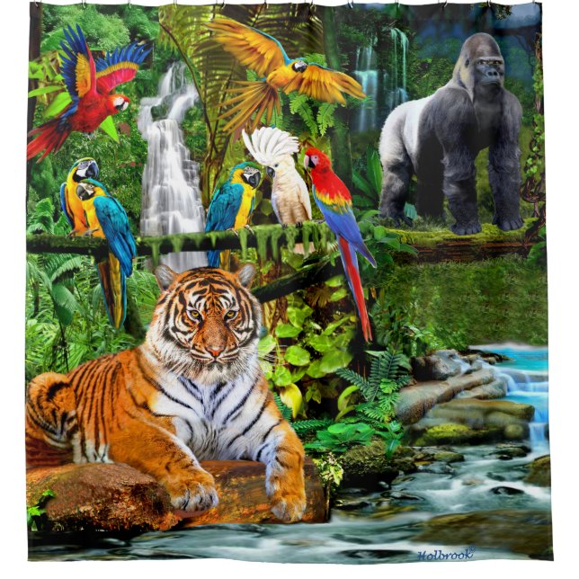 RIDEAUX DE DOUCHE FAUNE ET FLORE DE LA FORÊT TROPICALE (Devant)