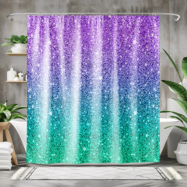 Rideaux De Douche Faux parties scintillant violet à vert foncé (Créateur téléchargé)