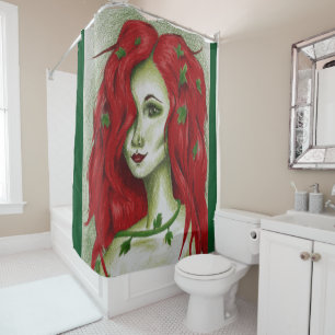 Rideaux De Douche Fée du lierre Femme rousse Pixie Art Fantastique