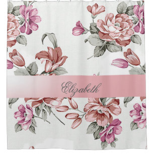 Rideaux De Douche Féminin Chic Vintage Fleurs-Personnalisé