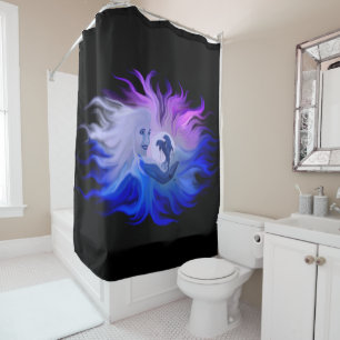 Rideaux De Douche Femme aux dauphins au clair de lune