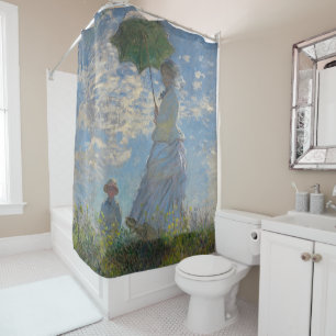 Rideaux De Douche Femme avec parasol - Madame Monet et son fils