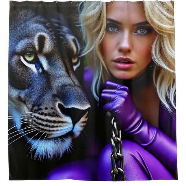Rideaux De Douche Femme et Lion (Devant)