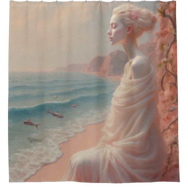 Rideaux De Douche Femme éthérée sur Dreamy Beach (Devant)