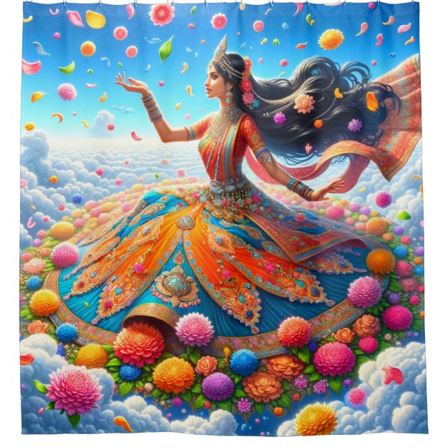Rideaux De Douche Femme-fleurs (Devant)