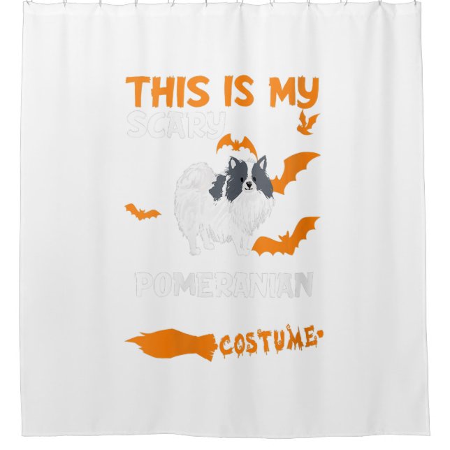 Rideaux De Douche Femme Poméranienne Noir Et Blanc Costume (Devant)