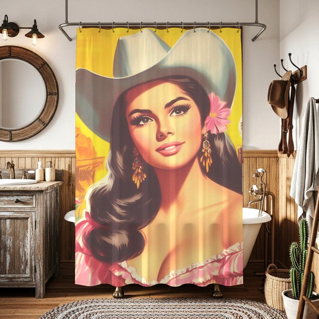 Rideaux De Douche Femme Rétro de Campagne (Créateur téléchargé)