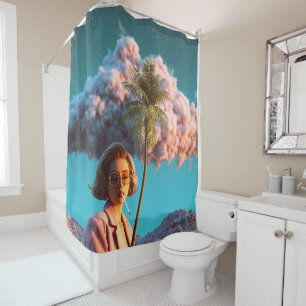 Rideaux De Douche Femme surréaliste avec palmier