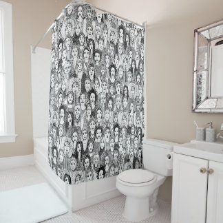 Rideaux De Douche femmes du monde noir blanc