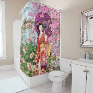 Rideaux De Douche Femmes Japonaises En Kimono -